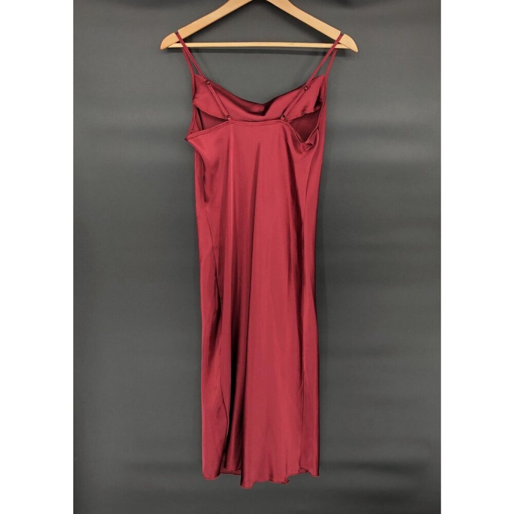 Bebe Satin Slip Dress Size S Burgundy Cowl Neck Midi Y2k Dance Prom Evening Date - Picture 2 of 11